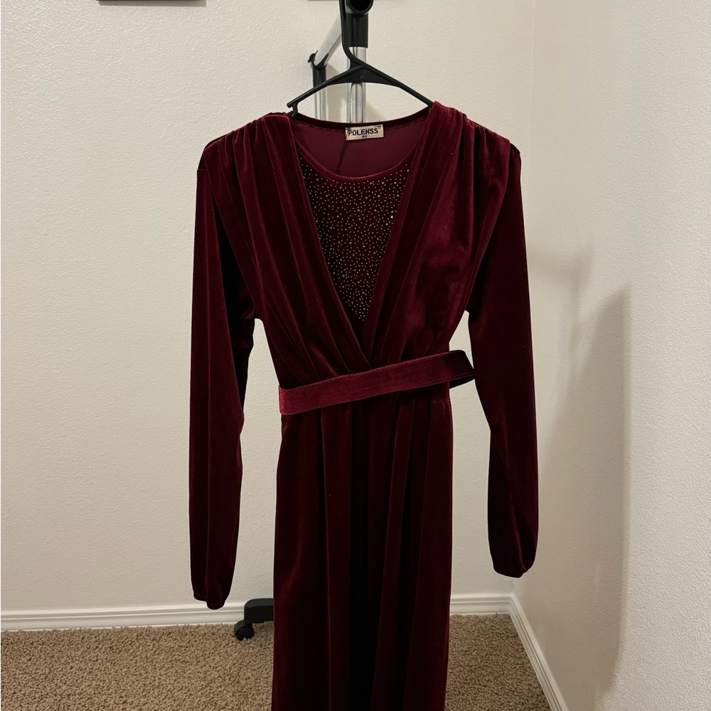 Luxurious Velvet Maxi Dress in Deep Red